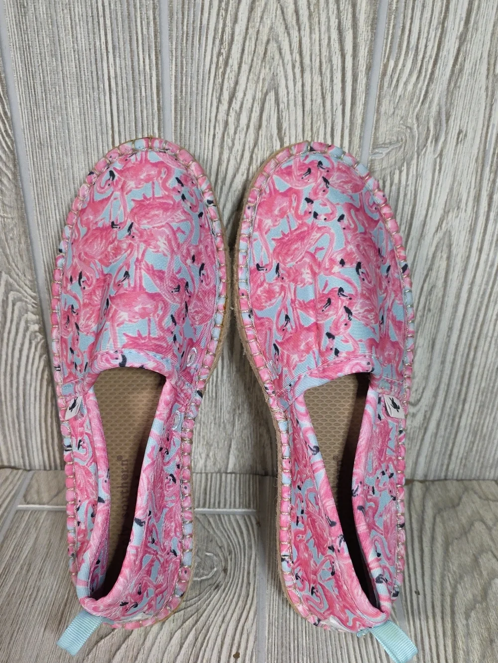 Simply Southern Espadrille Vibrant Flamingo Pattern Slip On Shoes Womens 6